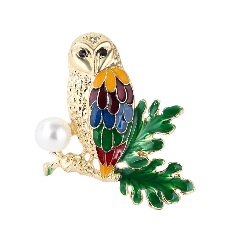 Broche en émail coloré en forme de hibou, simple et goutte d'huile, dessin animé coréen, accessoires pour vêtements_voghion.com