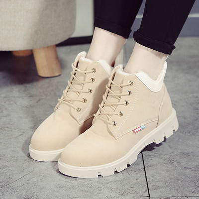 秋冬季新款棉鞋女韩版时尚休闲鞋纯色百搭学生短靴明星同款马丁靴