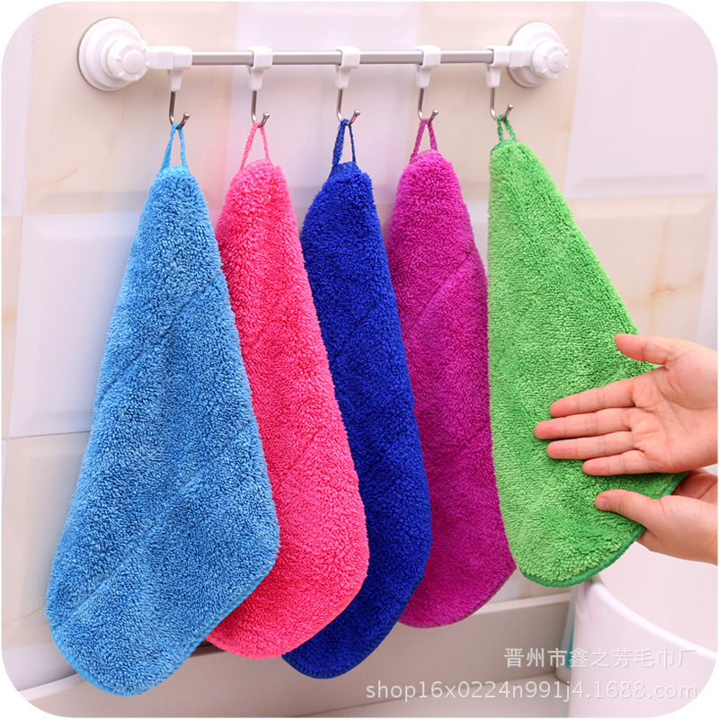 Coral fleece towel 25*30 floor towel housekeeping cleaning towel soft absorbent lint kitchen cloth
