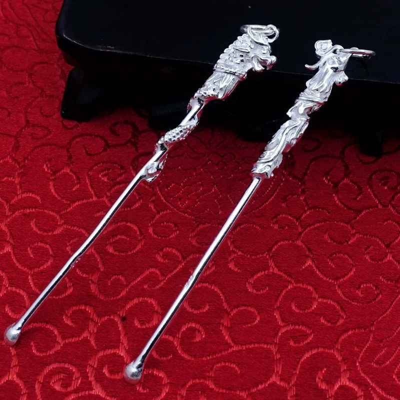 99 стерлингового серебра уха Совок серебряные ювелирные изделия стерлингового серебра Дракон и Феникс Пряжка уха Совок подарок для пожилых стерлингового серебра оптовая продажа фабрики