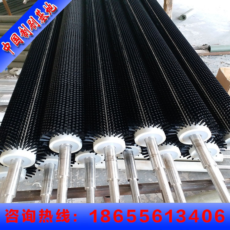 工业清洗毛刷辊滚筒刷尼龙丝小型尼龙刷除尘空心毛刷轮圆形刷