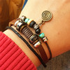 Retro ethnic leather bracelet for beloved, ethnic style, genuine leather