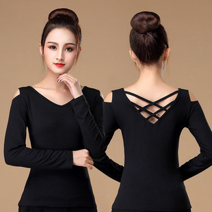 Latin Dance Costume Top Sexy Back Hollow Square Dance Clothes Dancing Practice Modal Women's Adult Fitness Clothes