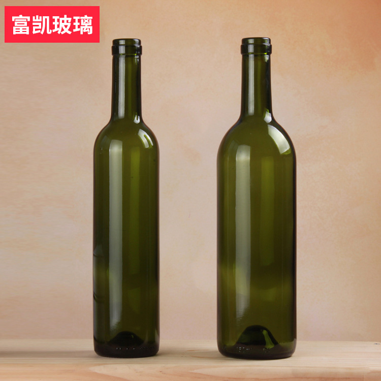 厂家供应洋酒瓶家用红酒瓶墨绿色玻璃自酿葡萄酒瓶玻璃空酒瓶