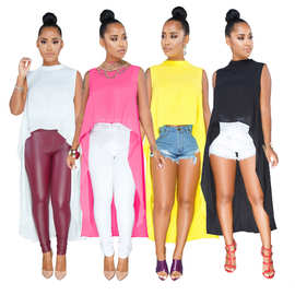 2018 亚马逊标准码 欧美跨境时尚女装宽松休闲披风圆领上衣 时尚