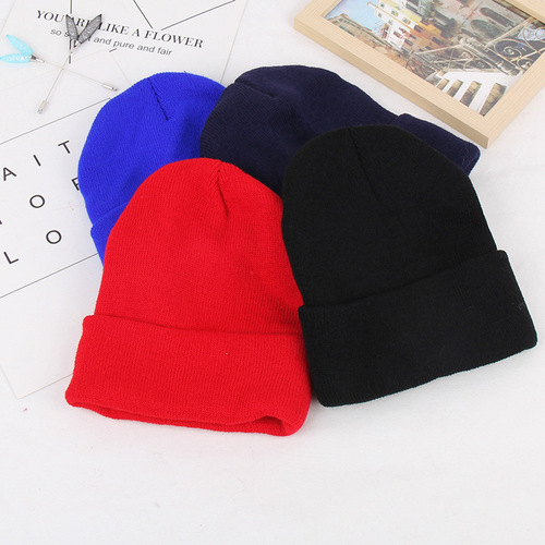 Minimalist solid color light board knitted yarn hat for men and women, couple fashion beanie hat, winter warm hat