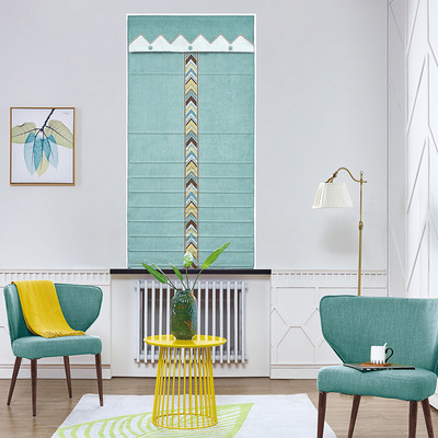 客厅卧室成品罗马帘批发 装饰扇形升降帘欧式成品窗帘 蓝色罗马帘|ms