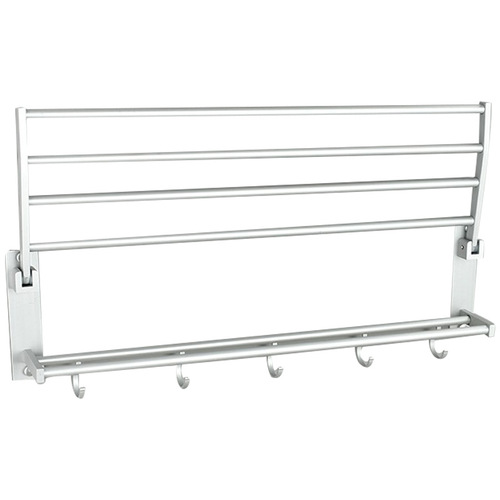 Bathroom movable double-layer folding towel rack, towel rack, space aluminum towel bar, foldable bathroom storage rack