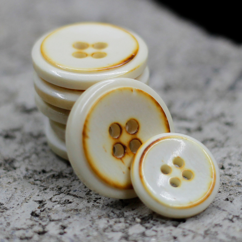 米白色牛骨扣火烧做旧复古衬衫扣开衫西装扣中山装休闲装骨头扣子