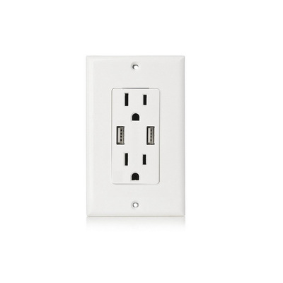 束界新品插板插座智能开关面板墙壁插座美式FCC认证多功能USB插座|ru