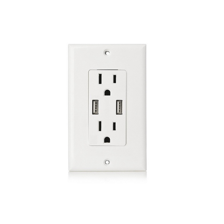 束界新品插板插座智能开关面板墙壁插座美式FCC认证多功能USB插座|ru