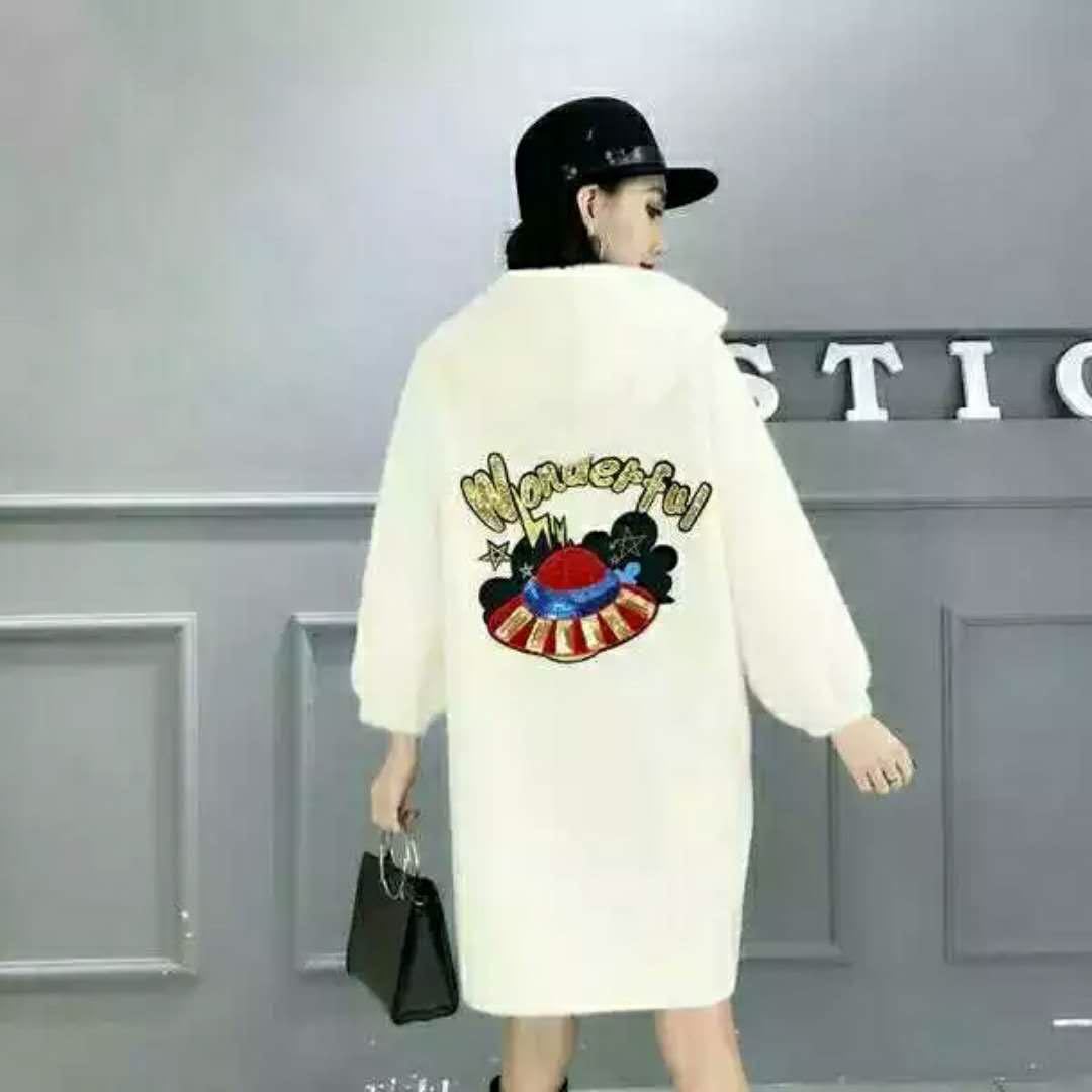 2018新款韓版秋冬中長款貂絨大衣女顯瘦字母水貂毛翻領開衫外套