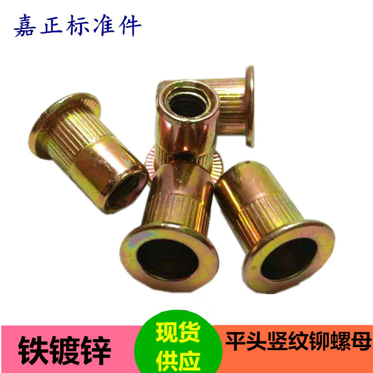 平头拉铆螺母铁镀锌平头柱纹铆螺母拉母拉帽螺帽M6M5M4M8M3M10|ru