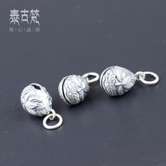 S925 matte silver DIY handmade bead print seed bell pendant jewelry accessories factory direct sale T0060