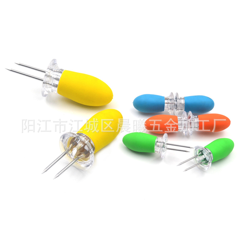 厂家直供不锈钢玉米针套装BBQ玉米针4对套装户外便携带烧烤签