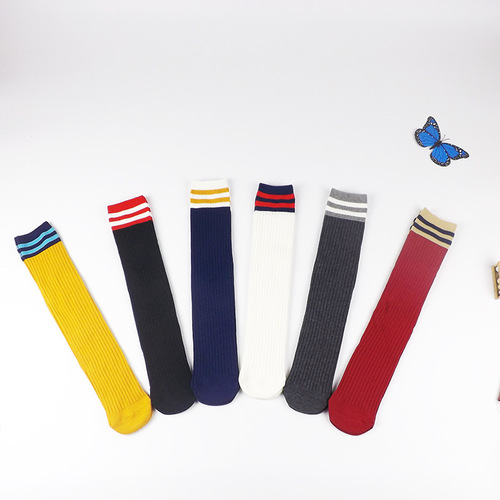 Stacked socks for women, autumn and winter, Korean daily style, mid-calf socks, college style, two-color striped long socks, short boots socks, over-the-knee socks