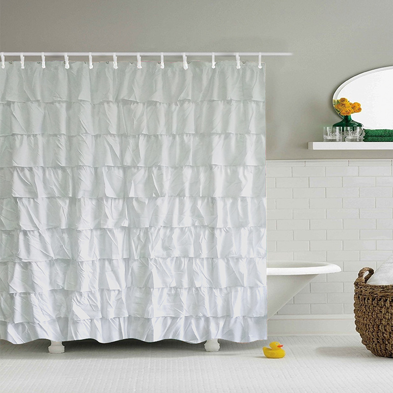 DIY纯白浴帘 大花边手工制作防水浴帘爆款 纯手工打造 来图定制批