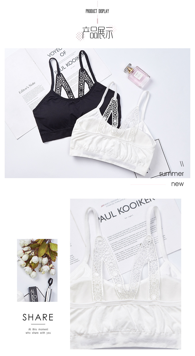 The new M-shaped lace backrest women's bra is a comfortable sleeping bra with anti-glare adjustment and a chest pad for breathability detail image 7