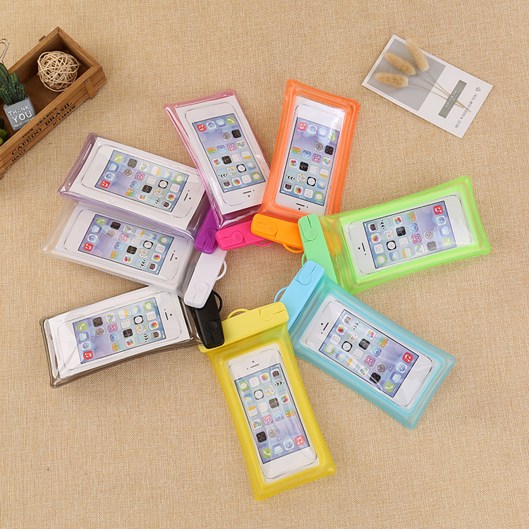 新款充气触屏手机防水袋户外漂流游泳温泉PVC防水套漂浮气囊批发|ru