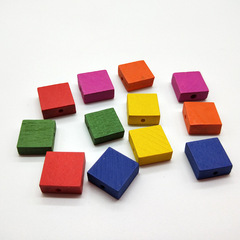 Factory Direct Sales Wooden Geometric Shapes Colorful 15-Hole Wooden Cubes Various Colors Easy to Match