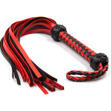 手工編織馬鞭束縛玩具調情鞭子紅色皮革黑色教鞭子 女用器具調情