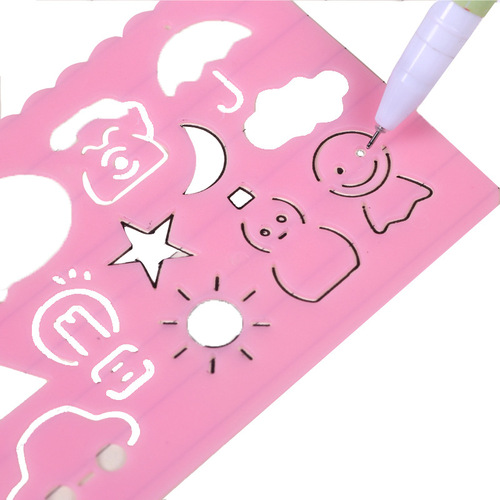 Creative Kindergarten Thousand Flowers Ruler Children's Painting Template Ruler Art Painting Set DIY Tools