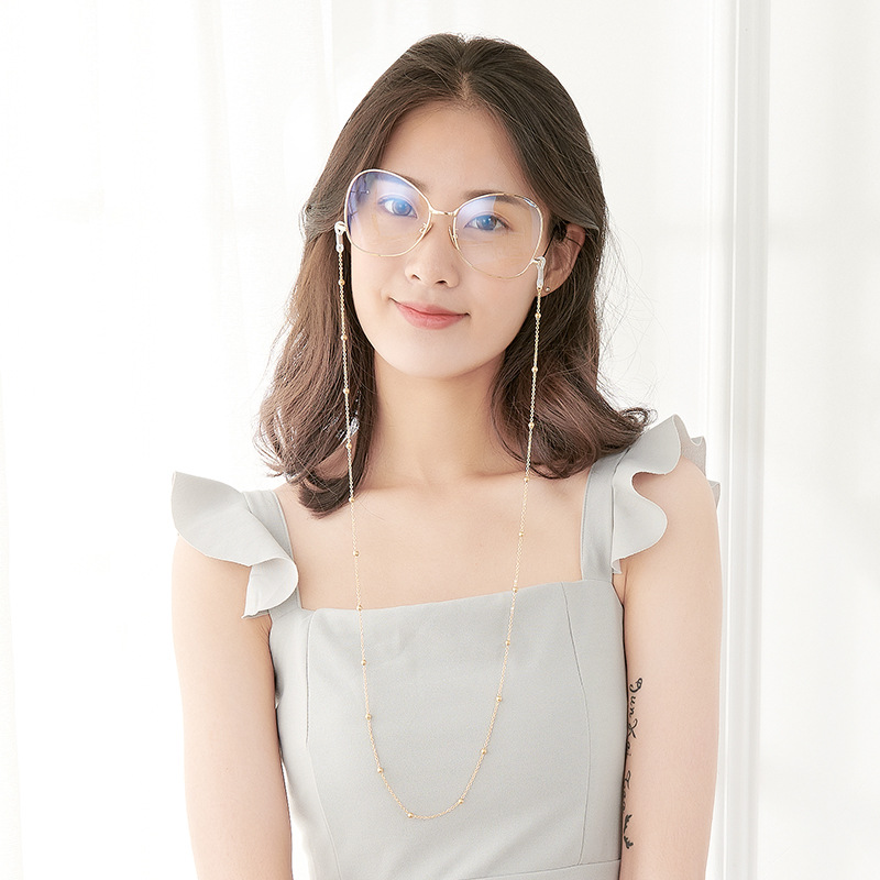 網紅同款不鏽鋼夾珠款眼鏡鏈 挂脖韓國時尚墨鏡鏈子眼鏡繩