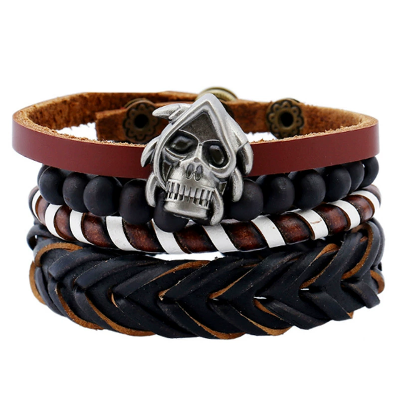 Кожаный чехол, мужской набор, ретро тка́нный браслет, AliExpress, европейский стиль, натуральная кожа