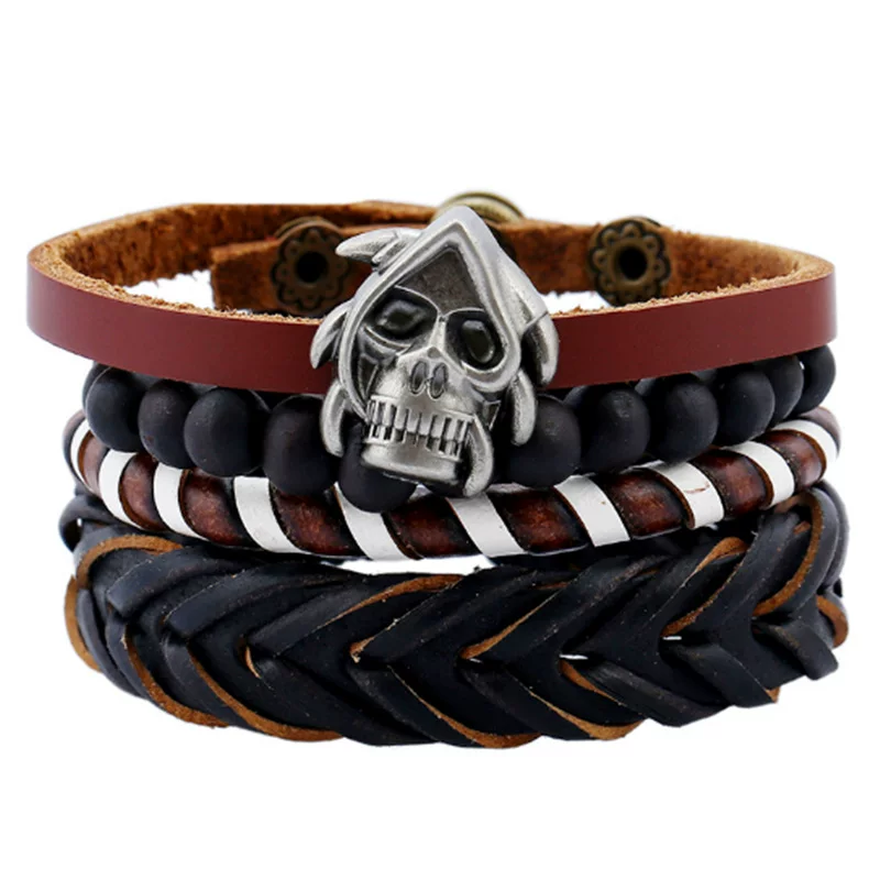 Кожаный чехол, мужской набор, ретро тка́нный браслет, AliExpress, европейский стиль, натуральная кожа