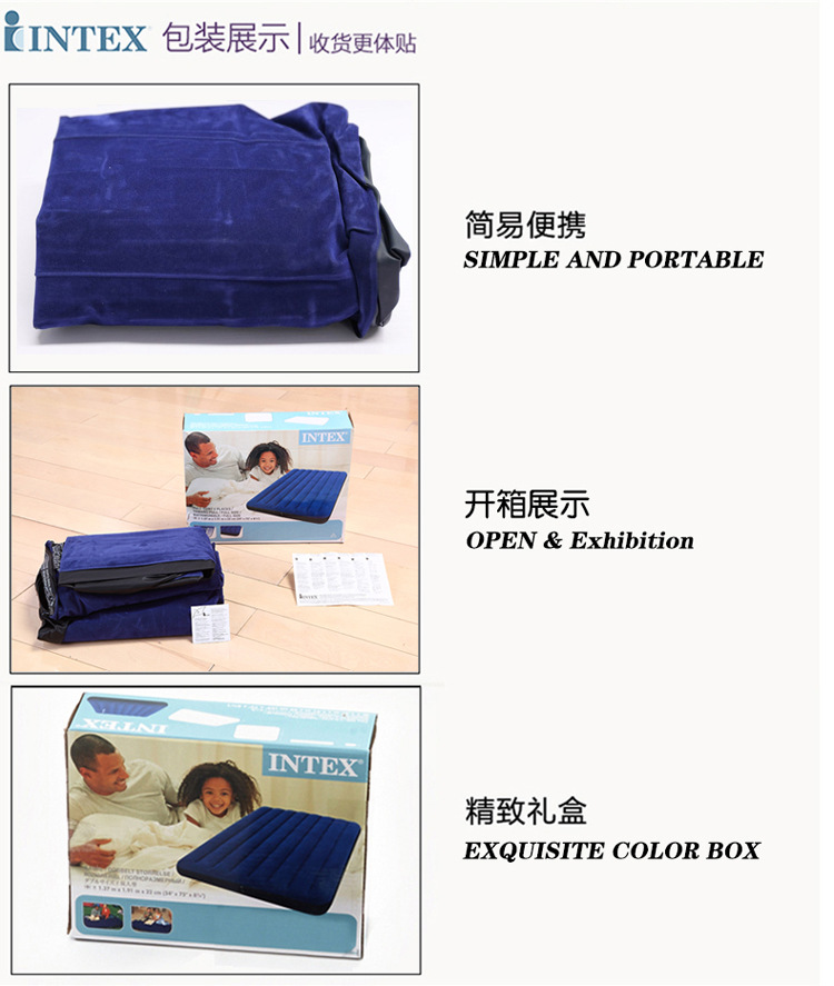 Reunindo e Listra Cama de ar Colchão de ar Esteira de Acampamento Intex Dupla Pessoa Uso Aumentada Esteira Inflável 68759 152*203*22 cm 13 Esteira de acampamento