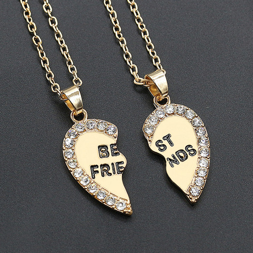 European and American foreign trade love pendant necklace, fashionable diamond best friends best friends accessories necklace
