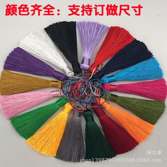 8 cm ngắn chất béo Trung Quốc tua tua tua sợi polyester nhập khẩu tự làm dệt tay cao cấp phụ kiện kỳ ​​nghỉ mặt dây chuyền Tua, tai