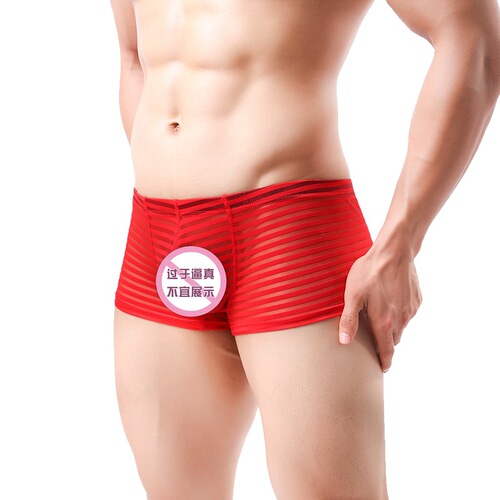 Neiyiku Men's Boxer Briefs Breathable Low Waist Sexy Striped Boxer Briefs Sexy One Piece Dropshipping