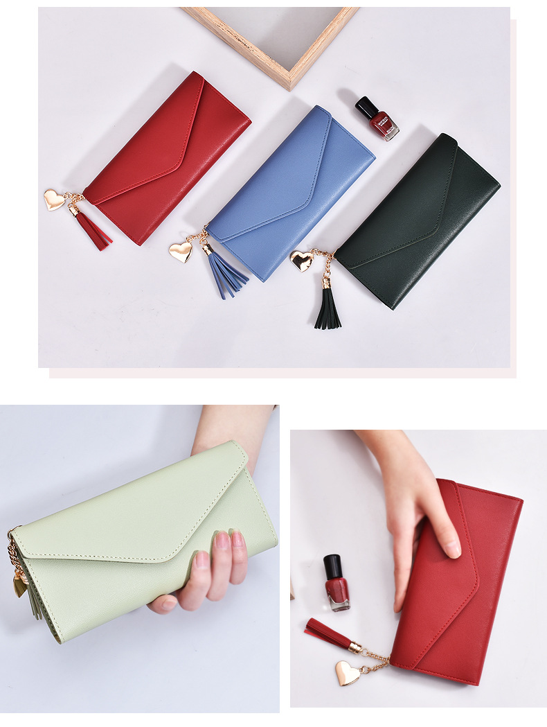 Fashion Solid Color Tassel Square Buckle Small Wallet Clutch Bag display picture 3