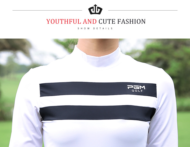 Bộ quần áo golf nữ PGM dài tay mặc trong mùa thu đông — Áo màu xanh hải quân màu trắng YF160, Áo đỏ trắng YF160, YF144 phiên bản dày màu trắng, Áo đỏ trắng YF160 [loại mỏng] chi tiết 12