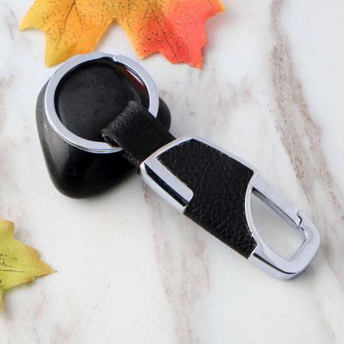 Men's Metal Genuine Leather Car Keychain Personalized Creative Engraving Event Business Gift Promotion One Piece Dropshipping