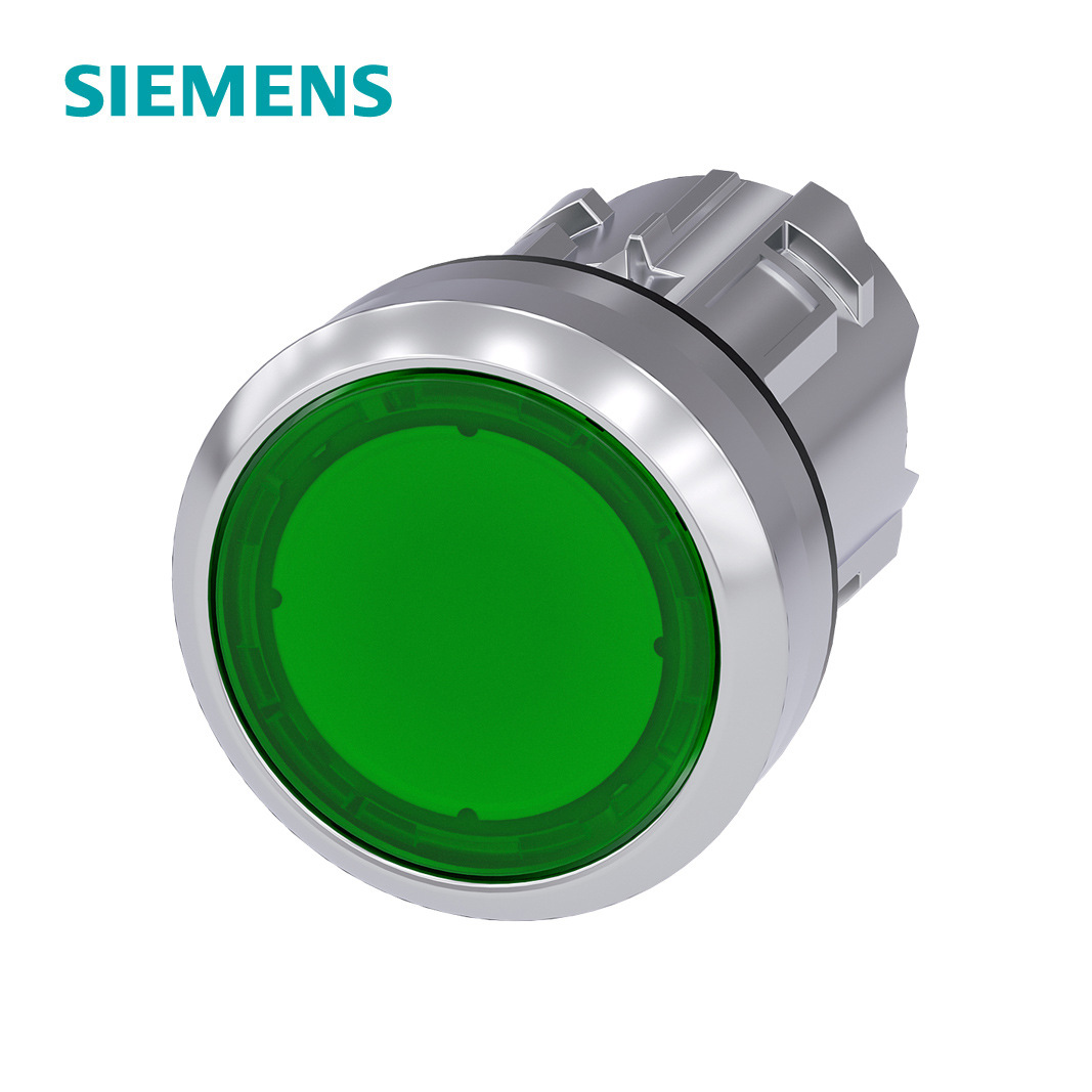 3SU1系列φ22平头带灯金属亮光按钮头绿色