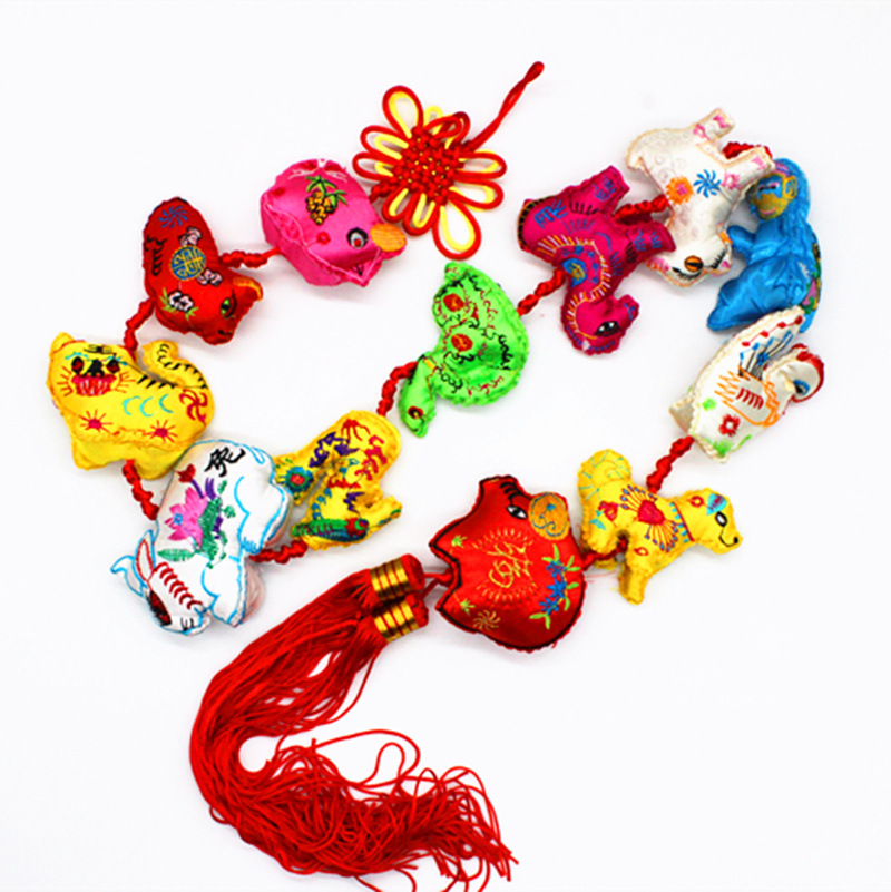 Spring Festival Chinese Zodiac Pendants Fabric Gift colour Zodiac Fabric art Boutique auspicious Zodiac gift animal