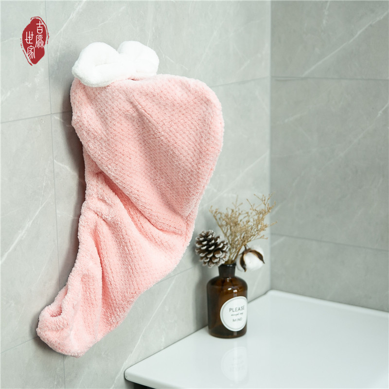 厂家直销日式可爱加厚吸水干发帽提花珊瑚绒干发帽干发巾女士浴帽