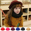 Demi-season woolen cute cap suitable for men and women, children's retro hat, family style