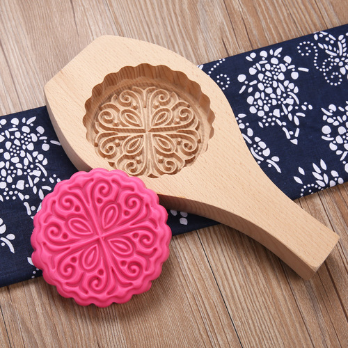 Large wooden steamed bun mold, printed moon cake, steamed bun mold, noodle clip, snack wooden steamed bun mold