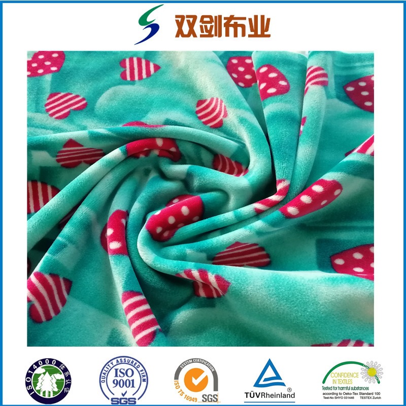 经编单面氨纶超柔印花银狐绒四面弹服装家纺面料