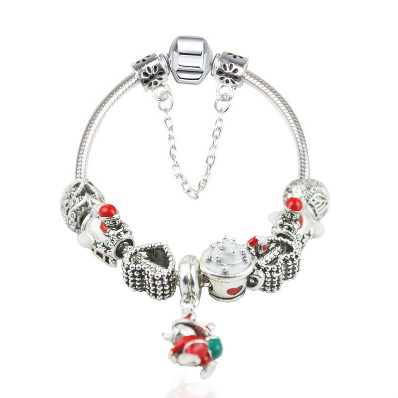 2018 Santa Claus beads bracelet European and American charm crystal beaded DIY bracelet factory direct wholesale