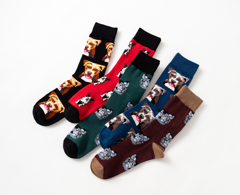 Männer Strassenmode Hund Baumwolle Crew Socken Ein Paar display picture 3