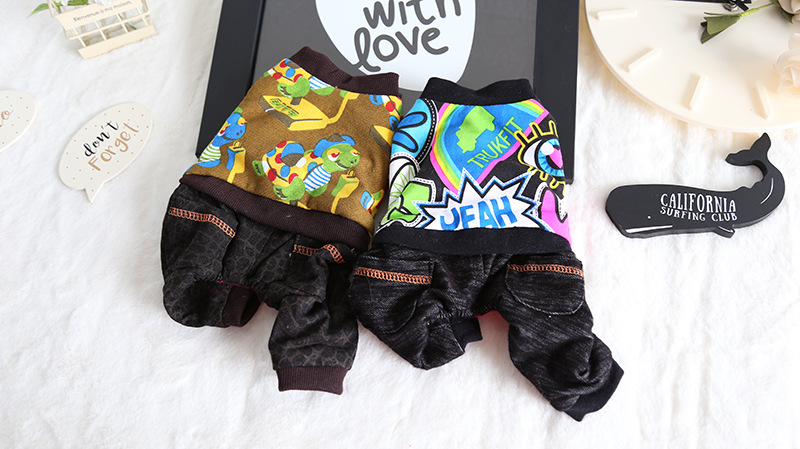 印花牛仔四脚衣