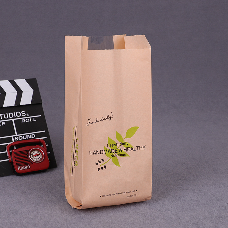 高档面包袋糕点纸袋牛皮纸开窗袋透明西点包装袋厂家直销可印logo