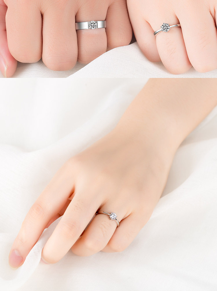 Korean Version Silver Plated Copper Couple Rings Wholesale display picture 1