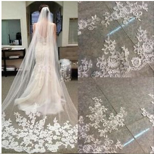 2018 nuevo velo nupcial vestido de novia accesorios 3 M coche hueso encaje exquisita forma velo nupcial al por mayor image 2
