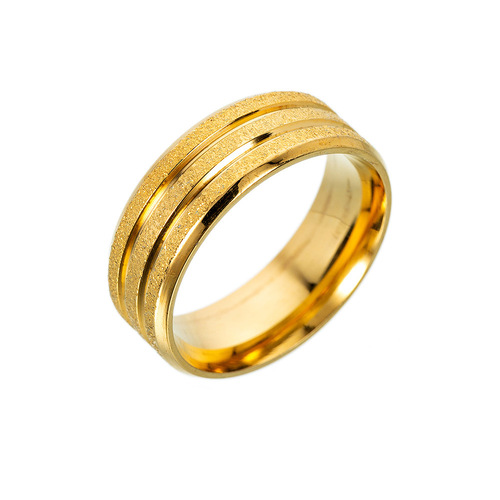 Cross-border rings Vietnamese sand gold rings Frosted flower rings for women Stainless steel gold-plated couple rings jewelry wholesale