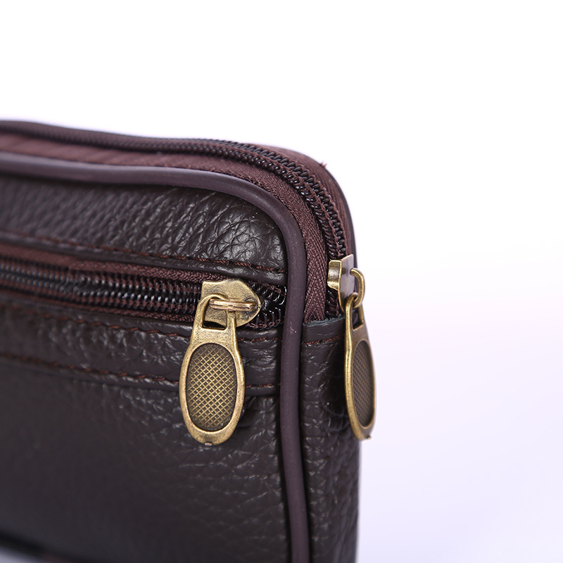 Manufacturers Wholesale Waterproof Male Mobile Phone Bag Wear Belt Fanny Pack Cowhide Multi-Functional Change Key Horizontal Casual Application Scenario